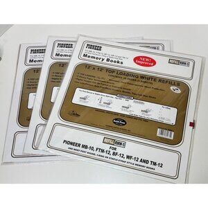 (3) Pioneer Memory Books 12” X 12” Top Loading White Refills RMB-5 Lot